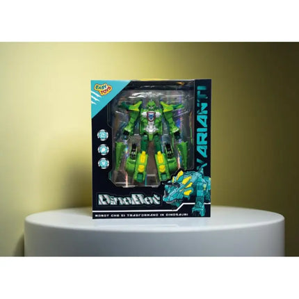 Robot Trasformabile Dinosauro DINOBOT: Giocattolo 2-in-1 (Verde/Blu) | Per Bambini International