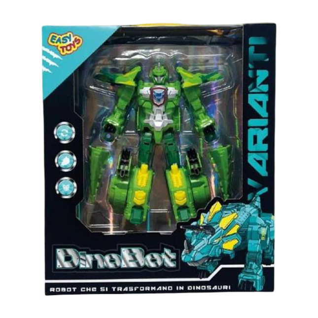 Robot Trasformabile Dinosauro DINOBOT: Giocattolo 2-in-1 (Verde/Blu) | Per Bambini