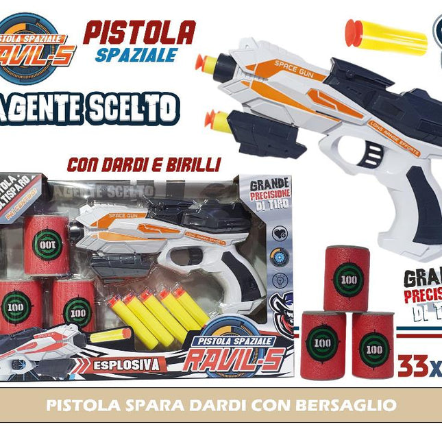 PISTOLA SPARA DARDI CON BERSAGLIO
