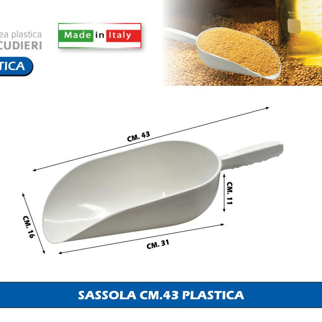 Sassola in Plastica per Uso Alimentare, Made in Italy, Diverse Misure, Linea Plastica Scudieri 43 cm Linea Plastica Scudieri