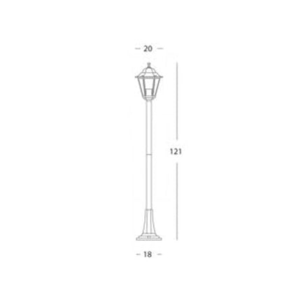 Lampioncino Design Classico Paletto Luce Da Esterno Nero 121Cm