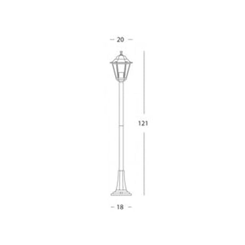 Lampioncino Design Classico Paletto Luce Da Esterno Nero 121Cm