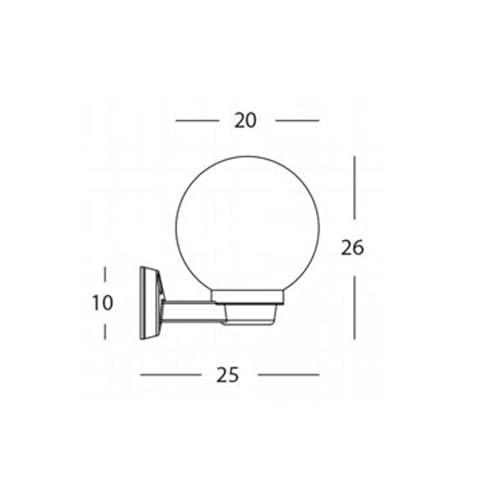 Lanterna Da Parete 'Globo' Tipo Ascendente. Struttura In Termoplastico. Adatta Per Lampade Ad Incandescenza E A Risparmio Energetico. Attacco E27, Ip43. Sfera Da Ø 20 Cm. Sovil
