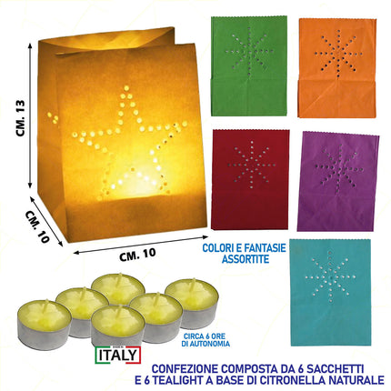 Mv Tech Lanterne Carta Colorate Con Tealights Alla Citronella Per Festa Eventi Cene MV Tech