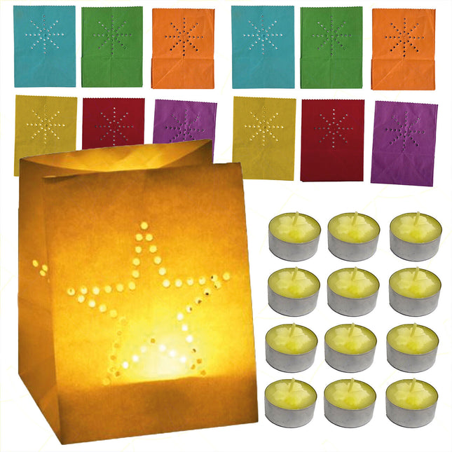 Mv Tech Lanterne Carta Colorate Con Tealights Alla Citronella Per Festa Eventi Cene