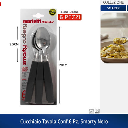 CUCCHIAIO TAVOLA CONF.6 PZ. SMARTY NERO Marietti