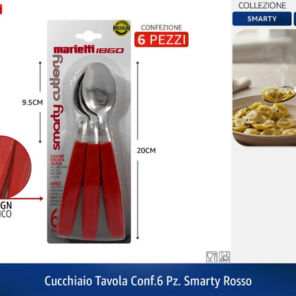 CUCCHIAIO TAVOLA CONF.6 PZ. SMARTY ROSSO Marietti
