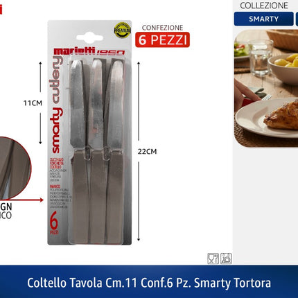 COLTELLO TAVOLA CM.11 CONF.6 PZ. SMARTY TORTORA Marietti