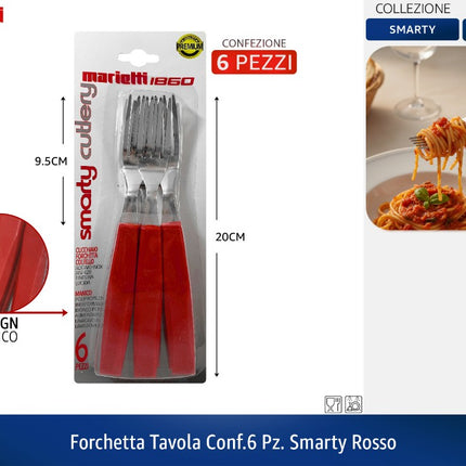 FORCHETTA TAVOLA CONF.6 PZ. SMARTY ROSSO Marietti