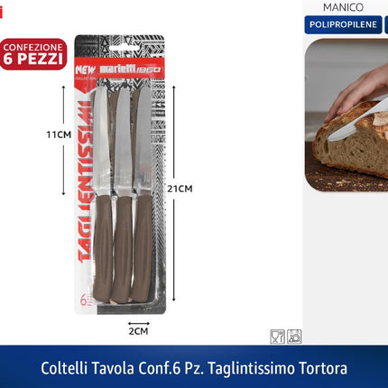 COLTELLI TAVOLA CONF.6 PZ. TAGLINTISSIMO TORTORA Marietti