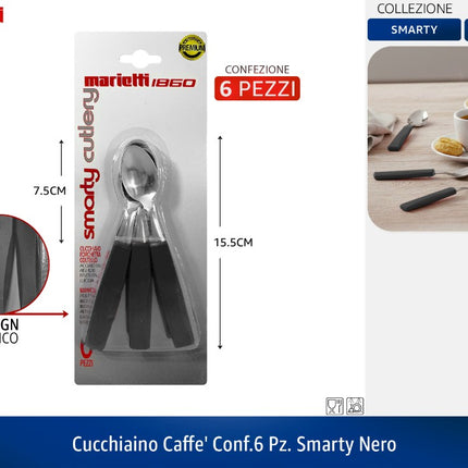 CUCCHIAINO CAFFE' CONF.6 PZ. SMARTY NERO Marietti