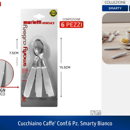CUCCHIAINO CAFFE' CONF.6 PZ. SMARTY BIANCO Marietti
