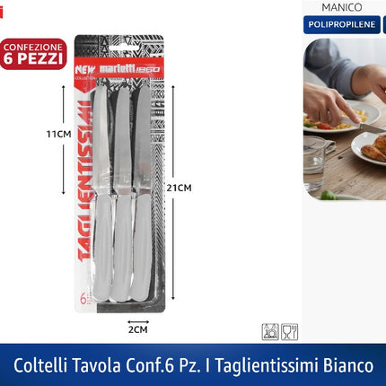 Coltelli Tavola Conf.6 Pz. I Taglientissimi Bianco Marietti