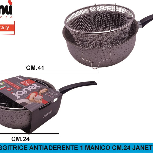 Friggitrice Antiaderente 1 Manico Cm.24 Janet 2.1 Mamù Cookware