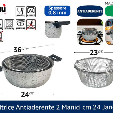 Friggitrice Antiaderente 2 Manici Cm.24 Janet 2.1 Mamù Cookware