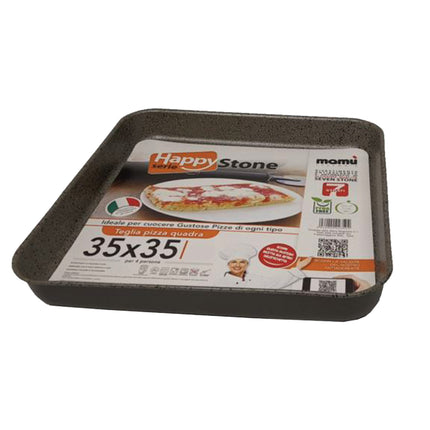 Teglia Da Forno In Alluminio Antiaderente Happy Stone Cm.35X35X6H Ottima Per Casa E Compatibile Con Forno Elettrico E Gas Mamù Cookware