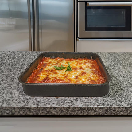 Teglia Da Forno Alluminio Antiaderente Happy Stone 40X33X7 Cm Per Gas E Elettrico Mamù Cookware