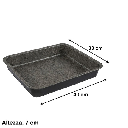 Teglia Da Forno Alluminio Antiaderente Happy Stone 40X33X7 Cm Per Gas E Elettrico Mamù Cookware