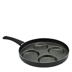 Mamù Padella Per Pancakes Antiaderente Padella Per Uova, Piastra Per Pancake Con 4 Stampi Incorporati Alluminio Pressofuso, Grigia,28 Cm Diametro Mamù Cookware