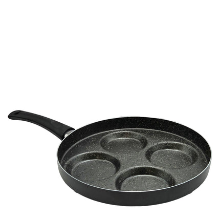 Mamù Padella Per Pancakes Antiaderente Padella Per Uova, Piastra Per Pancake Con 4 Stampi Incorporati Alluminio Pressofuso, Grigia,28 Cm Diametro Mamù Cookware