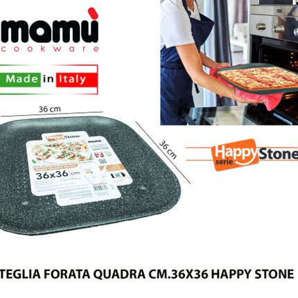 Teglia Forata Quadra Cm.36X36 Happy Stone Mamù Cookware