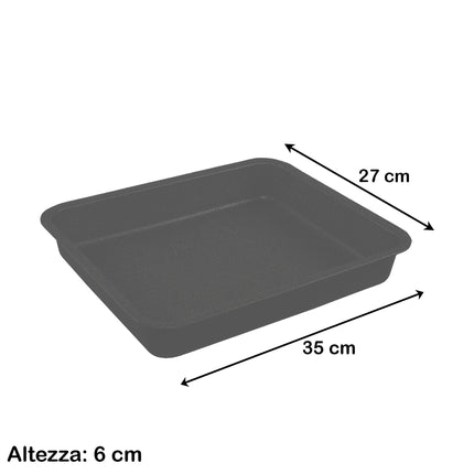 Teglia Da Forno Lasagnera Alta In Alluminio Antiaderente Happy Stone Cm.35X27X6H Ottima Per Casa E Compatibile Con Forno Elettrico E Gas Mamù Cookware