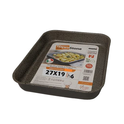 Teglia Da Forno In Alluminio Antiaderente Happy Stone Cm.27X19X6H Ottima Per Casa E Compatibile Con Forno Elettrico E Gas Mamù Cookware