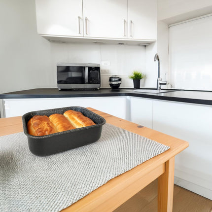 Teglia Da Forno In Alluminio Antiaderente Happy Stone Cm.25X18X9H Ottima Per Casa E Compatibile Con Forno Elettrico E Gas Mamù Cookware