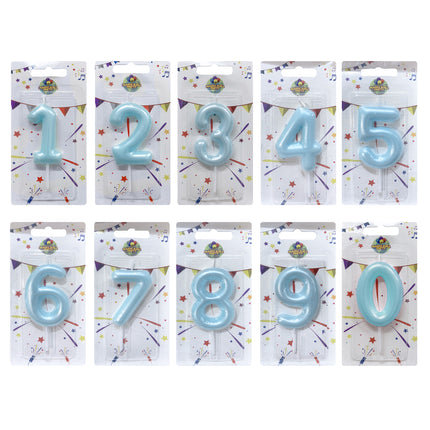 Candela Singola Glitter Colore Rosa/Celeste - Numeri da 0 a 9 Marinella