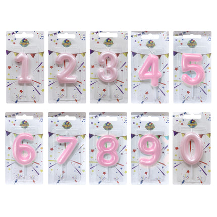 Candela Singola Glitter Colore Rosa/Celeste - Numeri da 0 a 9 Marinella