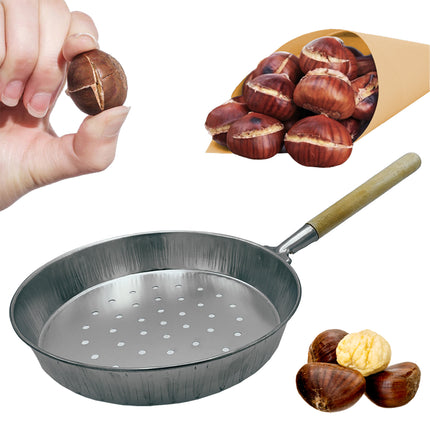 Padella Caldarroste Made in Italy 26 cm – Arrostacastagne Forata con Manico in Legno