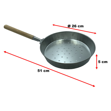 Padella Caldarroste Made in Italy 26 cm – Arrostacastagne Forata con Manico in Legno