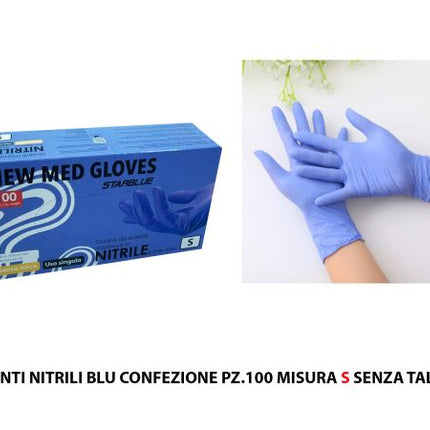 Guanti Nitrile Blu Conf. 100 Pz. Mis.S Senza Talco (S) Med Consulting