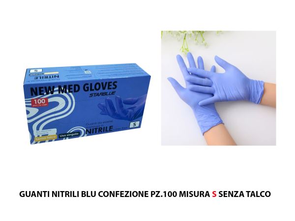 Guanti Nitrile Blu Conf. 100 Pz. Mis.S Senza Talco (S) Med Consulting