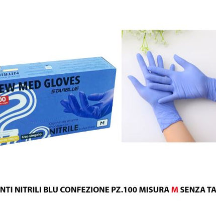 Guanti Nitrile Blu Conf. 100 Pz. Mis.S Senza Talco (M) Med Consulting