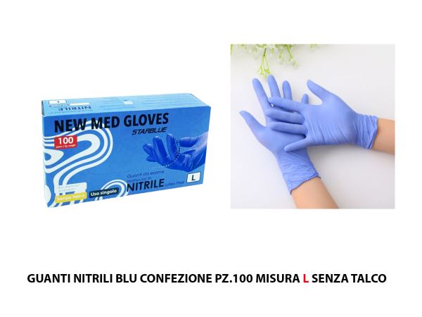Guanti Nitrile Blu Conf. 100 Pz. Mis.S Senza Talco (L) Med Consulting