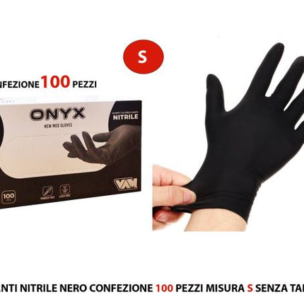 Guanti Nitrile Nero Conf. 100 Pz. Mis.S Senza Talco Med Consulting