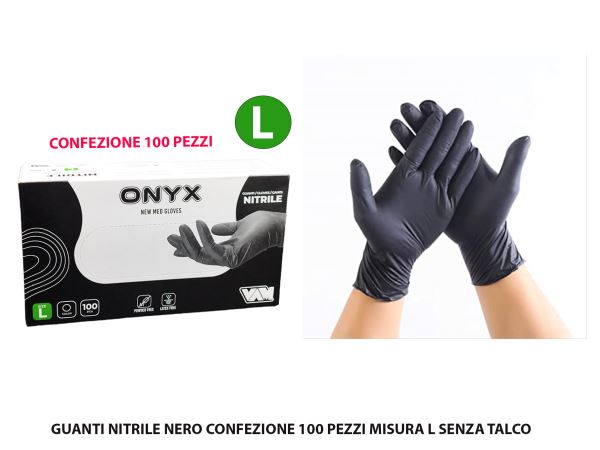 Guanti Nitrile Nero Conf. 100 Pz. Mis.L Senza Talco Med Consulting