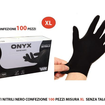 Guanti Nitrile Nero Conf. 100 Pz. Mis.Xl Senza Talco Med Consulting