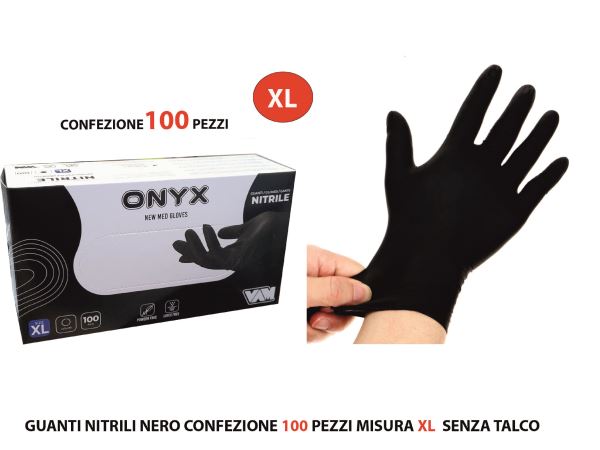 Guanti Nitrile Nero Conf. 100 Pz. Mis.Xl Senza Talco Med Consulting