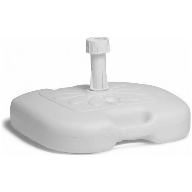 Base per Ombrellone da Spiaggia in Plastica 45x45x10h cm da Riempire con Acqua 20L Diametro Palo Regolabile da 33-48 mm Bianco