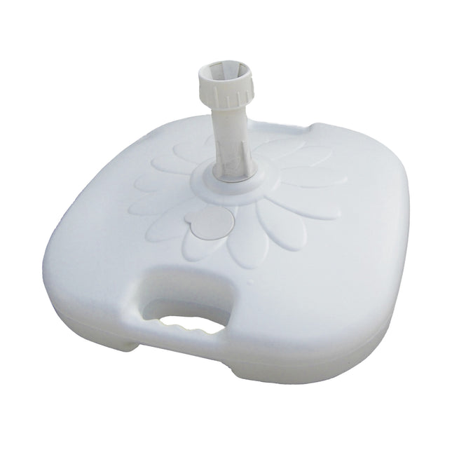 Base per Ombrellone da Spiaggia in Plastica 45x45x10h cm da Riempire con Acqua 20L Diametro Palo Regolabile da 33-48 mm Bianco