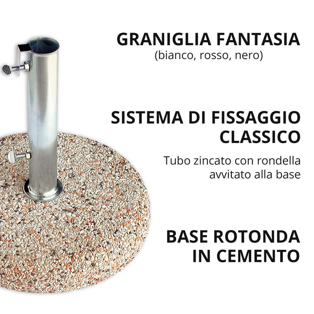 Cementi Vibrati Base Ombrellone In Cemento Granito 25-35Kg Tubo 42-52-62Mm Cementi Vibrati
