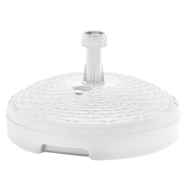 Nuova Plastica Adriatica Base Rotonda Per Ombrellone Da Spiaggia In Plastica Effetto Rattan Diametro 45 Cm Da Riempire Con Acqua 17L Diametro Palo Regolabile Da 33-48 Mm Bianco