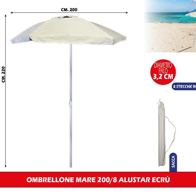 Salmar Ombrellone Mare 200/8 Alustar Ecru
