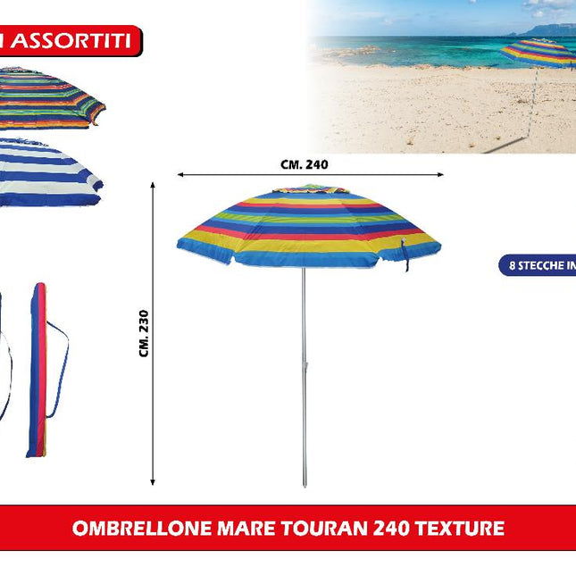 Salmar Ombrellone Mare Touran 240 Texture - Colori Assortiti
