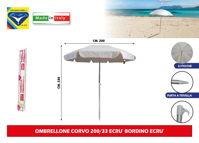 Sessa Ombrellificio Ombrellone Corvo 200/33 Ecru: La Tua Oasi di Stile sotto il Sole Mediterraneo Sessa Ombrellificio