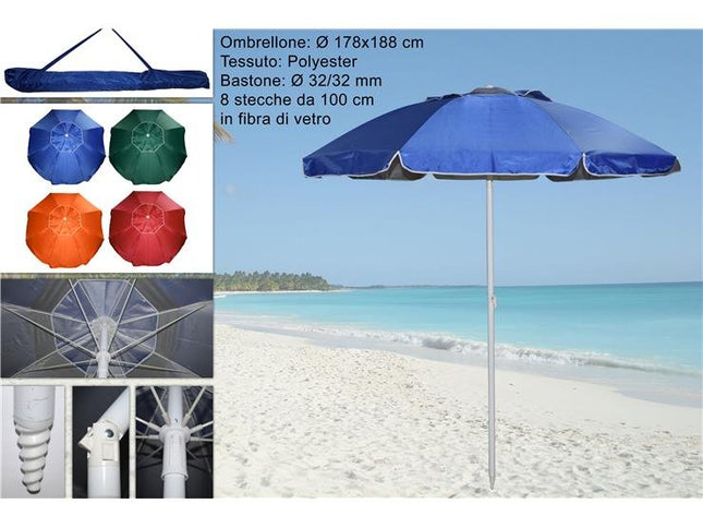 Ombrellone da Mare 200/8 – Leggero, Resistente e nei Colori più Belli! Due Esse
