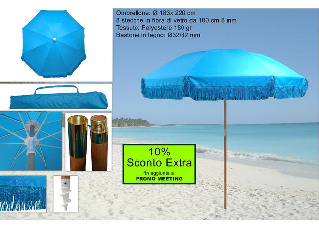 Due Esse Ombrellone Mare Azzurro 200cm: Vivacità e Protezione per le Tue Giornate in Spiaggia Due Esse