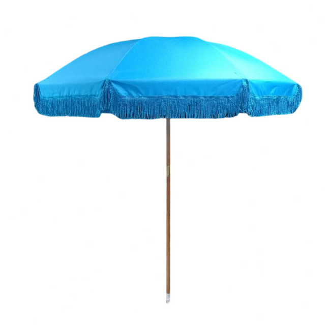 Due Esse Ombrellone Mare Azzurro 200Cm, Palo Legno Ø32Mm, Stecche Fibra Vetro